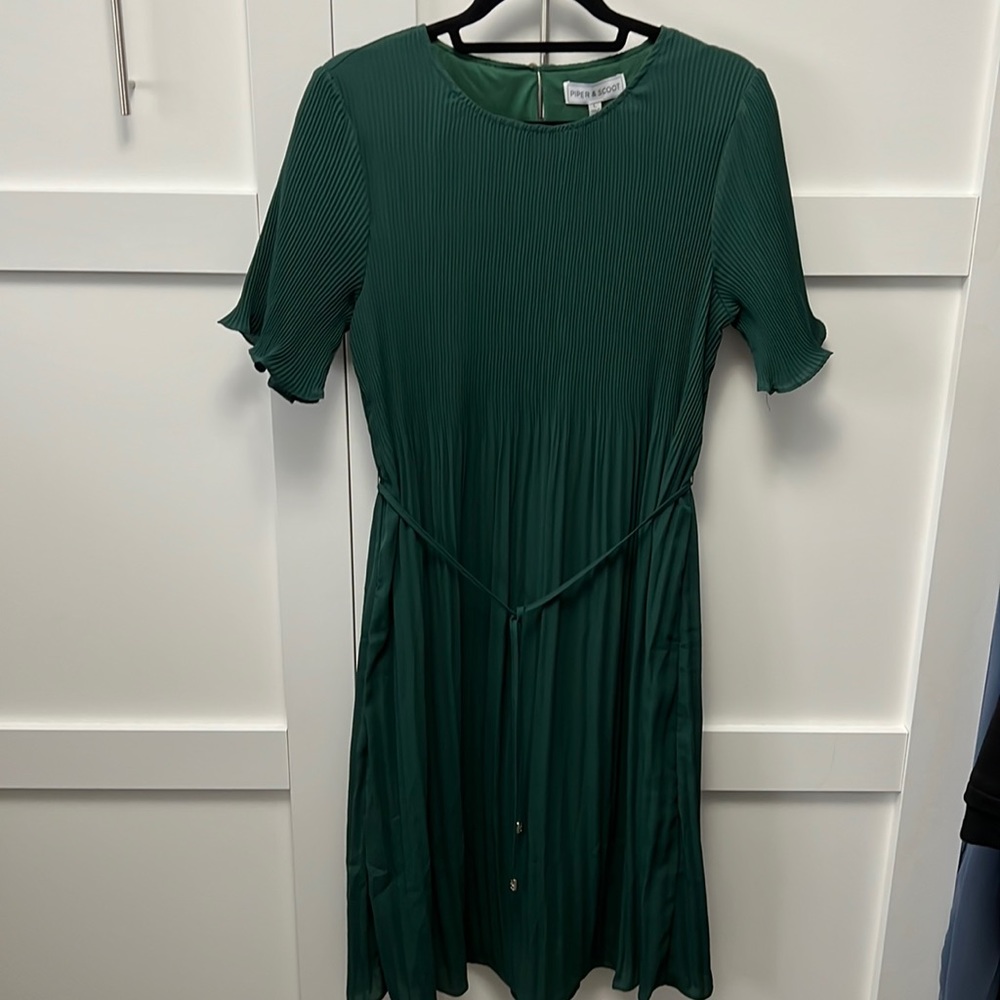 Pleated Green Dress